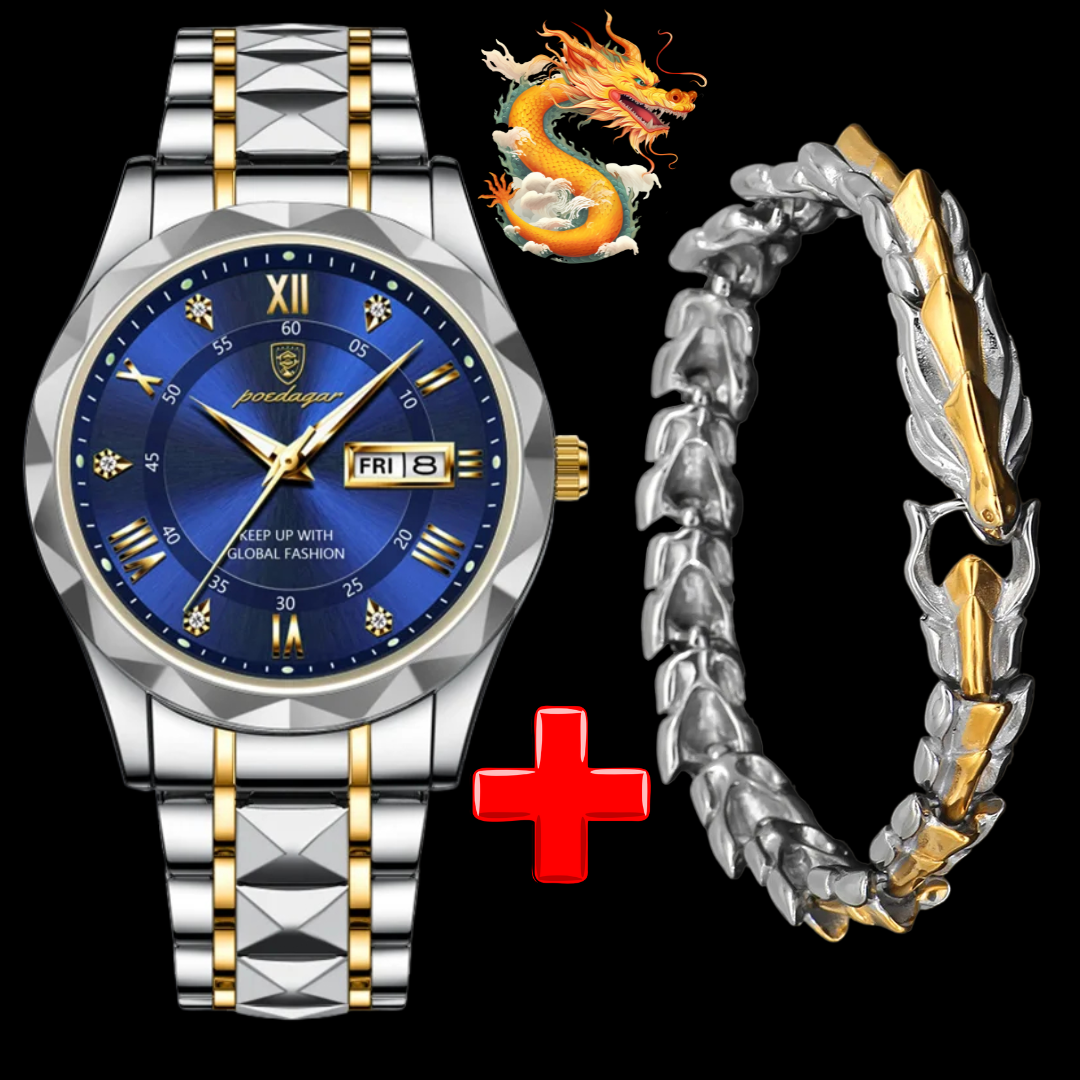 RELOJ PRESIDENCIAL AZUL💎 (MAS BRAZALETE DRAGON)🐉