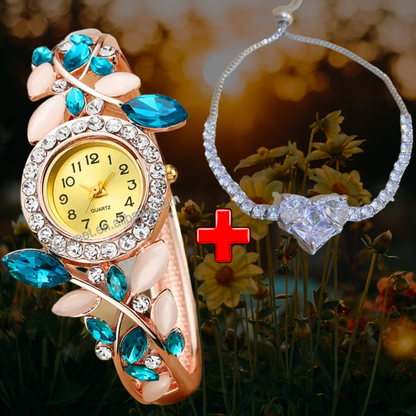 RELOJ 💎 FLORES DIAMANTADAS CIELO💎