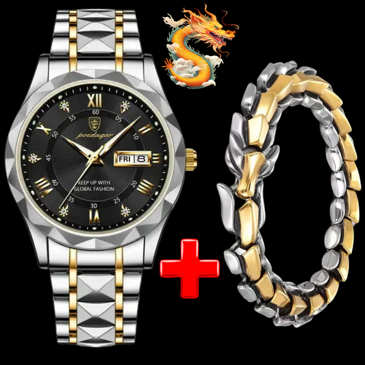 RELOJ PRESIDENCIAL NEGRO 🌒 (MAS BRAZALETE DRAGON)🐉