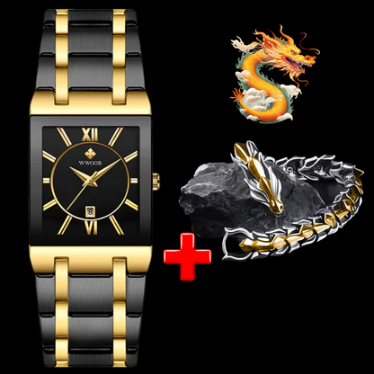 ⭐ RELOJ MAGNATE DORADO NEGRO 🌒 (MAS BRAZALETE DRAGON)🐉