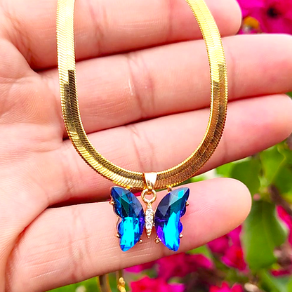 🦋🔵MARIPOSA CON CADENA SERPIENTE Y DE ESLABONES🔵